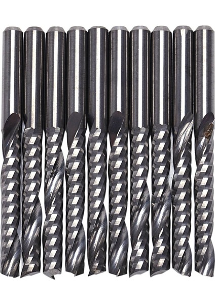 10 Adet Cnc Freze Uçları 3.175 x 22MM Tek Flüt Spiral Karbür (Yurt Dışından)