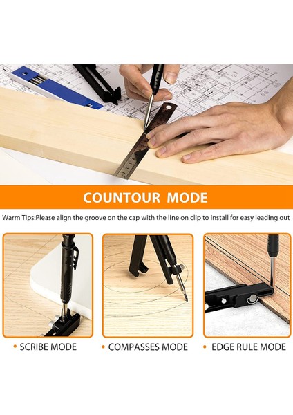 Çok Işlevli Kazıma Aleti-Inşaat Kalemi-Derin Delikli Kalemle Scribe Aleti, Dıy Ağaç Işleme Scribe Ölçer Scriber (Yurt Dışından) indirimleri