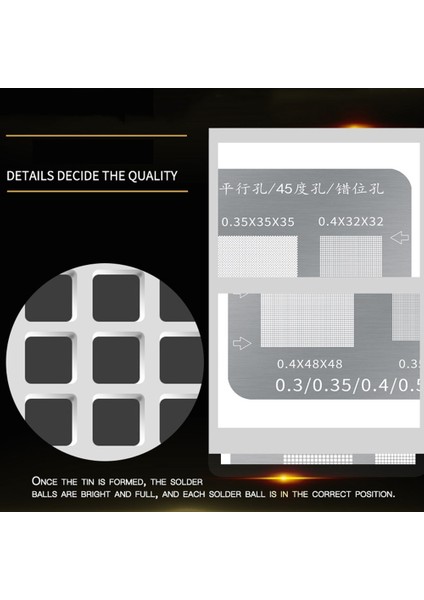 Çok Işlevli Bga Şablonu 0,3/0,35/0,4/0,5/paralel/45 Derece Delik (Yurt Dışından) modelleri