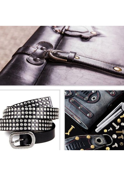 360 Takım Çift Kapaklı Perçin Deri Çiviler Deri El Sanatları Onarım Dekorasyonu Için Delme Pensesi, 3 Boyut ve 4 Renk (Yurt Dışından) modelleri