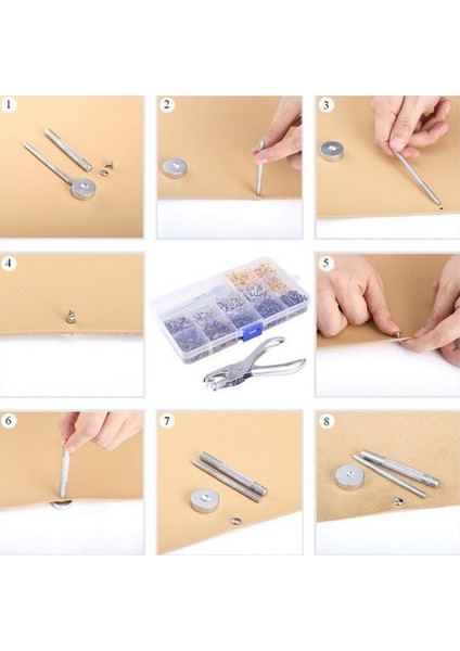 360 Takım Çift Kapaklı Perçin Deri Çiviler Deri El Sanatları Onarım Dekorasyonu Için Delme Pensesi, 3 Boyut ve 4 Renk (Yurt Dışından) fırsatları