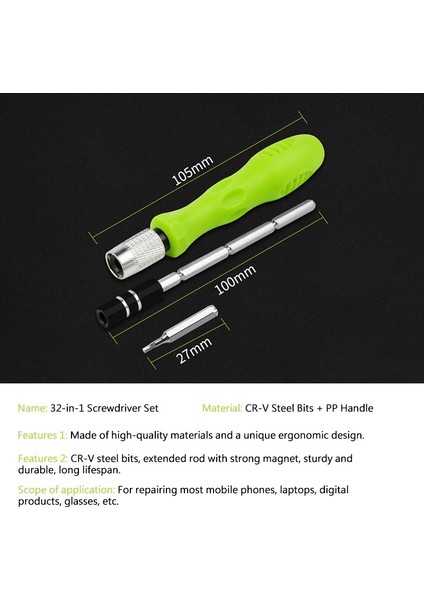 32'si 1 Arada Manuel Tornavida Seti Ev Aletleri Bakım Aracı Hassas Tornavida Seti Çok Fonksiyonlu (Yurt Dışından) modelleri