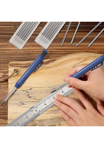 Ahşap Kalemi-2 x Mavi Ahşap Işleme Kalemleri 4 Kutu x Yedek (12 Siyah/6 Sarı/6 Kırmızı)-Fotoğraf Rengi C (Yurt Dışından)