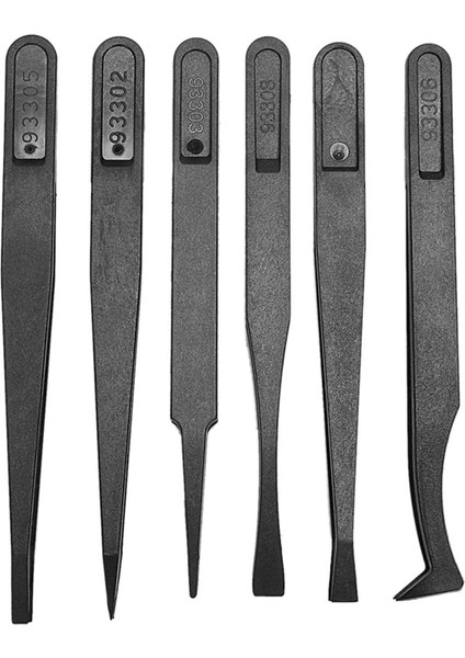 6pcs Hassas Cımbız Seti Plastik Anti Statik Alet Seti Boyutu 1/2/3/5/6/8 Her Biri (Siyah) (Yurt Dışından)