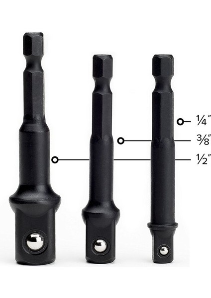 Darbe Sınıfı Soket Adaptörü/uzatma Seti, Matkabı Yüksek Hızlı Somun Tornavidasına Dönüştürür 1/4 Inç, 3/8 Inç ve 1/2 Inç Sürücü (Yurt Dışından) modelleri