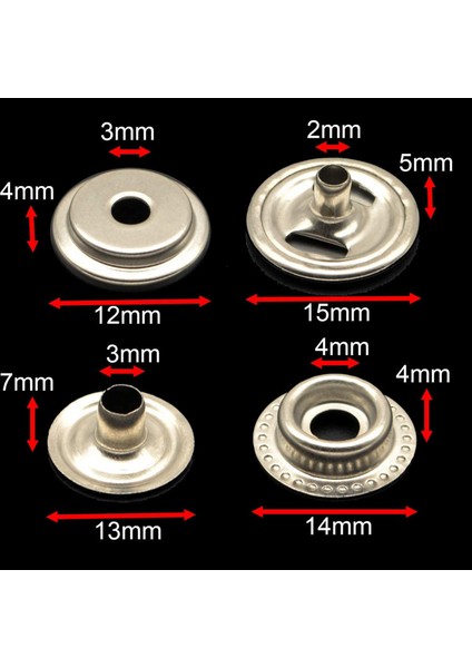 144 Adet 15 mm Paslanmaz Çelik Bağlantı Elemanı Yapış Çıtçıt Düğmesi Deniz Tekne Kanvas Delme Seti Araç Kiti Gümüş (Yurt Dışından)