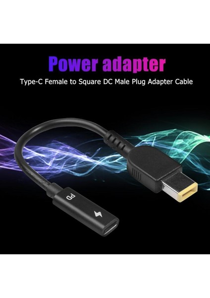 Dc USB Tip C Dişi Kare Dc Erkek Adaptör Konnektörü Lenovo Thinkpad Dell Hp Asus Dizüstü Bilgisayar Adaptörü 20 V Kare Fiş (Yurt Dışından)