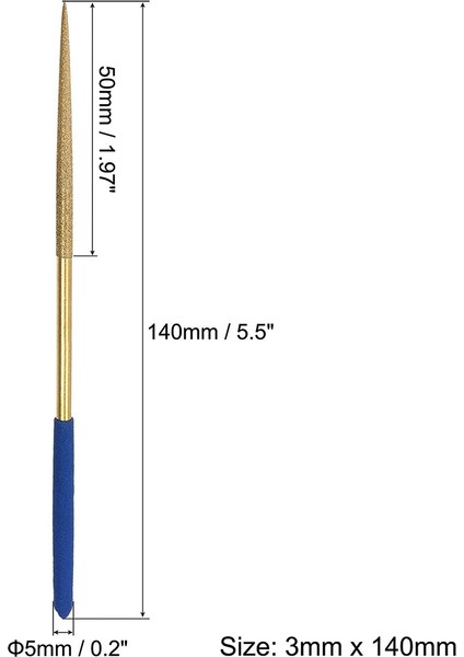 Yuvarlak Eğe Titanyum Kaplamalı Aletler-10 x Elmas Iğne Eğe Seti-Altın ve Mavi (Yurt Dışından)