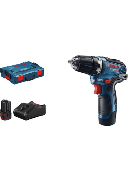 Professional Gsr 12V-35 Akülü Delme Vidalama Makinesi (12 Volt, 2 x 3,0 Ah Akü, Şarj Cihazı, Yumuşak/sert Tork: 20/35 Nm; L-Boxx Çanta)