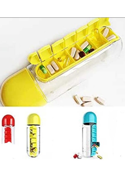 600 ml Dahili 7 Günlük Ilaç Organizer Su Şişesi