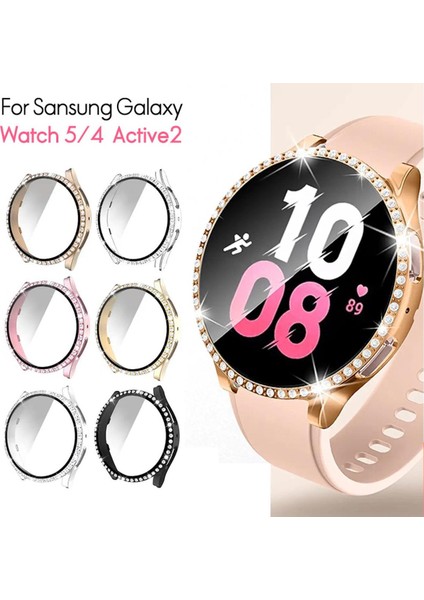2ın1 Elmas Cam + Kılıf Kapak Samsung Galaxy Izle 5 4 40 44MM Tampon Koruyucu Kılıf Samsung Galaxy Aktif 2 Aksesuarla (Yurt Dışından)