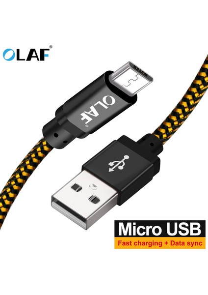 Olaf Mikro USB Kablosu 1 M 2 M 3 M Hızlı Şarj Naylon USB Sync Veri Cep Telefonu Android Adaptör Şarj Aleti Kablosu Samsung Kablosu (Yurt Dışından)