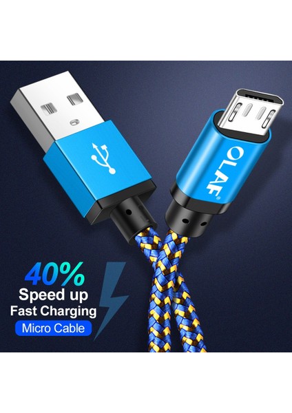 Olaf Mikro USB Kablosu 1 M 2 M 3 M Hızlı Şarj Naylon USB Sync Veri Cep Telefonu Android Adaptör Şarj Aleti Kablosu Samsung Kablosu (Yurt Dışından)