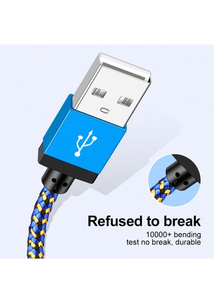 Olaf Mikro USB Kablosu 1 M 2 M 3 M Hızlı Şarj Naylon USB Sync Veri Cep Telefonu Android Adaptör Şarj Aleti Kablosu Samsung Kablosu (Yurt Dışından)