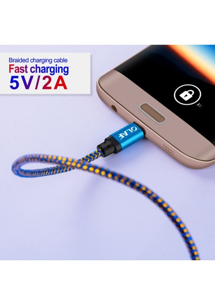 Olaf Mikro USB Kablosu 1 M 2 M 3 M Hızlı Şarj Naylon USB Sync Veri Cep Telefonu Android Adaptör Şarj Aleti Kablosu Samsung Kablosu (Yurt Dışından)