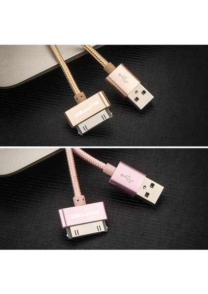 Suptec 30 Pin USB Kablosu iPhone 4s Için 4 Metal Tıpa Naylon Örgülü Tel Şarj Aleti Kablosu 2.4A Hızlı Şarj Veri Senkronizasyon Kablosu iPad 2 Için (Yurt Dışından) indirimleri