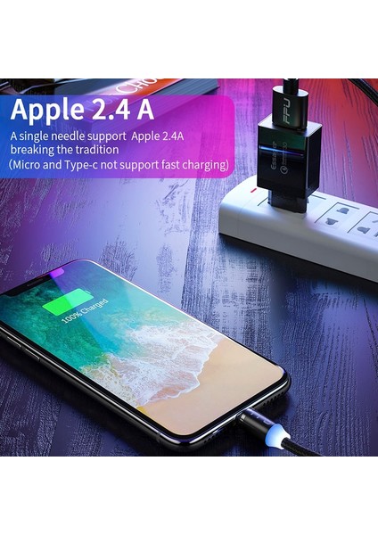 Fpu 3 M Manyetik Mikro USB Tip C Kablo Hızlı Şarj USB Tip-C Mıknatıs Kablosu iPhone Samsung Android Cep Telefonu Tel Kablosu (Yurt Dışından)