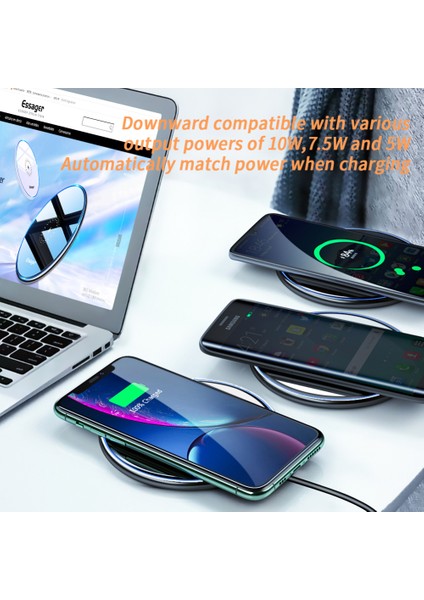 Essager 15W Qi Kablosuz Şarj Cihazı iPhone 11 Pro Xs Max Indüksiyon Hızlı Kablosuz Şarj Pedi Samsung S20 Xia (Yurt Dışından) modelleri