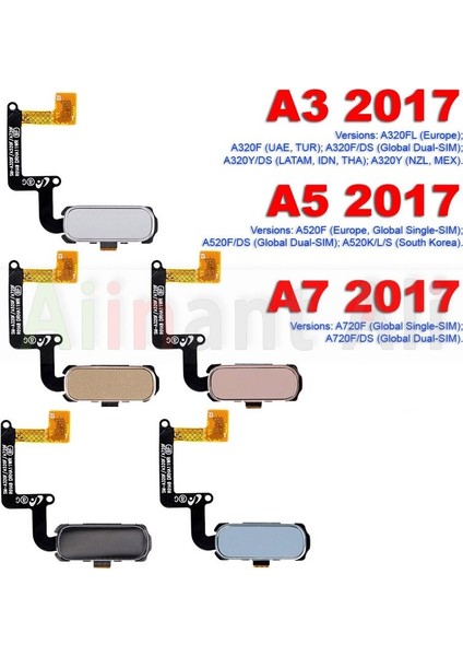 Orijinal Arka Ana Düğme Kımlık Anahtarı Parmak Izi Sensörü Flex Kablo Samsung Galaxy A3 A5 A7 A8 A510 A520 A710 A750 2016 2017 2018 (Yurt Dışından)