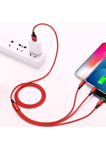 Sıcak Satış 2 M 3 In 1 Mikro USB Tip C Şarj Kablosu Çoklu USB Bağlantı Noktası Çoklu USB Şarj Kablosu Usbc Cep Telefonu Kablosu Samsung Için (Yurt Dışından)