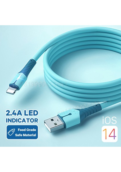 Oruç Şarj USB Kablosu iPhone 13 12 11 Pro Max Xs x 8 7 6s Sıvı Silikon Veri Kablosu Cep Telefonu Şarj Cihazı Aydınlatma Kablosu (Yurt Dışından)