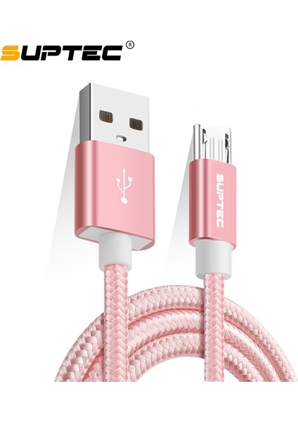 Suptec Mikro USB Kablosu, Naylon Hızlı Şarj Veri Senkronizasyon Kablosu Samsung Galaxy S7 S6 S5 S4 Huawei Xiaomi Sony Telefon Şarj Kablosu (Yurt Dışından)
