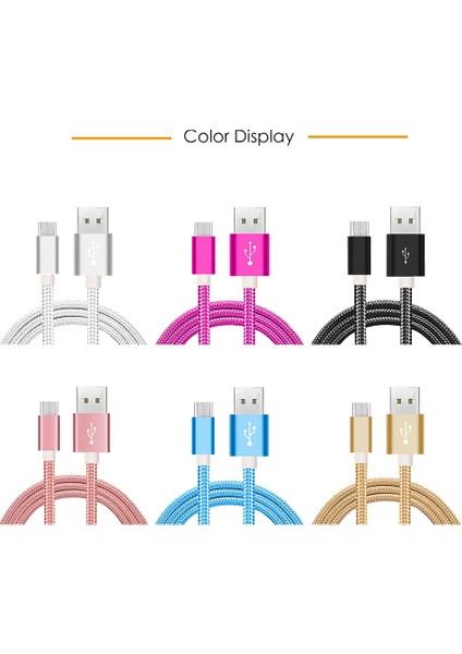 Suptec Mikro USB Kablosu, Naylon Hızlı Şarj Veri Senkronizasyon Kablosu Samsung Galaxy S7 S6 S5 S4 Huawei Xiaomi Sony Telefon Şarj Kablosu (Yurt Dışından)