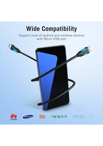 Vention Mikro USB Kablosu Hızlı Şarj Kablosu Android Cep Telefonu Için Veri Senkronizasyonu Şarj Aleti Kablosu Samsung Htc Xiaomi Için USB C Kablosu (Yurt Dışından)