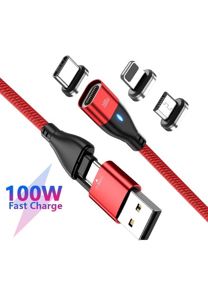 100W Pd Hızlı Şarj Kablosu 6 In 1 USB C Tip C Manyetik Veri Kablosu 5A iPhone 13 Pro Xiaomi 12 Macbook Dizüstü Bilgisayar Için Hızlı Şarj (Yurt Dışından)