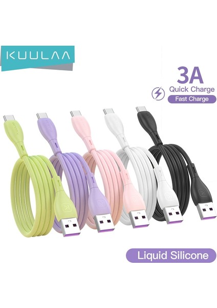 Kuulaa USB C Tipi Kablo Samsung Xiaomi Mi 3A Hızlı Şarj Usb-C Kablosu Cep Telefonu Şarj Cihazı Usbc Tip-C Veri Kablosu Kablosu (Yurt Dışından)