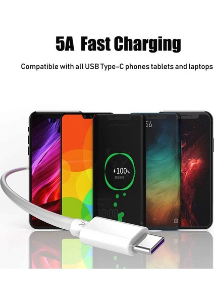 Mikro USB Kablosu C Tipi Kablo Yıldırım Kablosu 5A Süper Hızlı Şarj Kablosu Telefon 11 12 Pro Max Oneplus 10 Pro USB C Kablosu (Yurt Dışından)