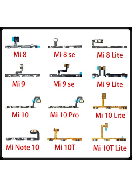 Yeni Güç Açık Kapalı Ses Yan Düğme Anahtarı Flex Kablo Xiaomi Mi 8 9 Se Lite/mi 9t 10T 10 Not 10 Pro Lite Yedek Parçalar (Yurt Dışından)