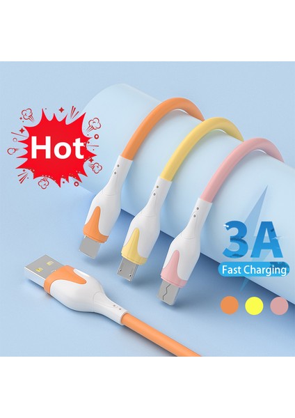 3A Hızlı Şarj USB Kablosu Yumuşak Silikon C Tipi Kablo Xiaomi Redmi Için Samsung Realme Kablo Veri Kablosu Şarj Cihazı USB Kablolu Telefon (Yurt Dışından)