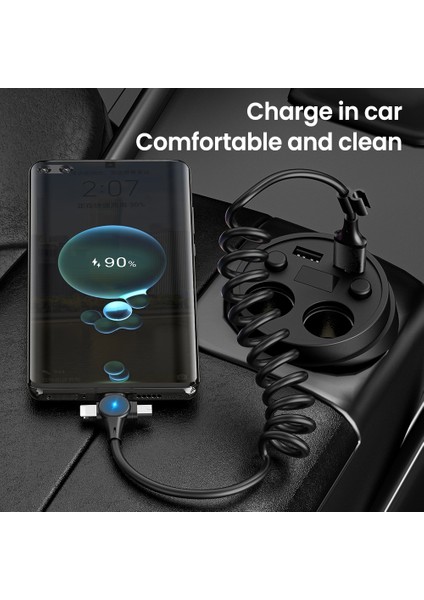 6A 3in1 Bahar Şarj Kablosu Huawei Xiaomi Samsung Mikro 8 Pin Tip-C Hızlı iPhone Şarj Cihazı Geri Çekilebilir USB Veri Kablosu (Yurt Dışından)