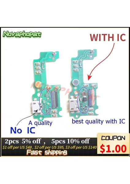 Novaphopat Huawei Onur 4c Pro TIT-L01 USB Dock Şarj Şarj Portu Veri Bağlantı Konnektörü Mikrofon Flex Kablo (Yurt Dışından)