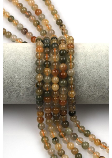 Rutil Kuvars Doğal Taş Dizi 6 mm Küre Kesim