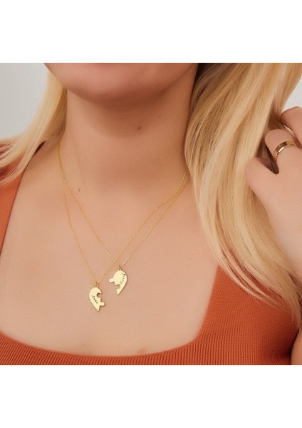 925 Ayar Gümüş Çift Kalp Isim Kolye