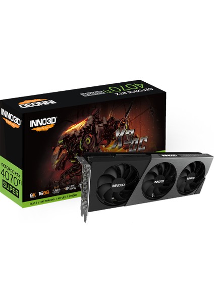 INNO3D Nvidia Geforce RTX4070TI Super X3 Oc 16GB 256BIT GDDR6X Ekran Kartı (N407TS3-166XX-186158N)