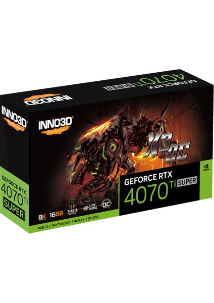 INNO3D Nvidia Geforce RTX4070TI Super X3 Oc 16GB 256BIT GDDR6X Ekran Kartı (N407TS3-166XX-186158N)