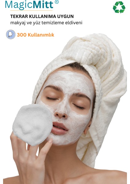 300 Kullanımlık Mikrofiber Makyaj Ve Yüz Temizleme Eldiveni - Su ile Temizleme Kolaylığı - Tekli