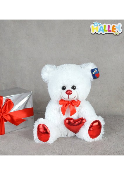 Parlak Kumaş Kalp Tutan Ayıcık Peluş 50 cm 62503