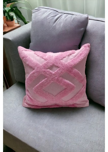 Bohem Dekoratif Yastık Kılıfı Kırlent Kılıfı 43X43 cm Pembe