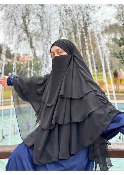 Kadife Elbise Lacivert, Üç Katlı Sufle Siyah Takımı