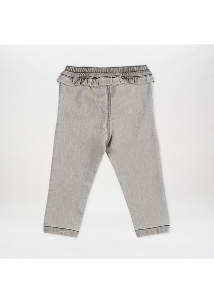Kız Bebek Fırfır Detaylı Denim Pantolon