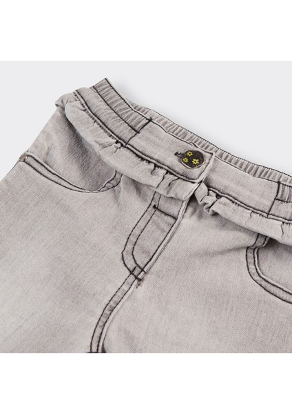 Kız Bebek Fırfır Detaylı Denim Pantolon