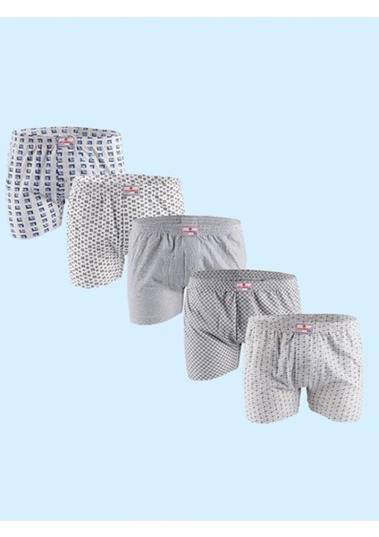 %100 Pamuk Erkek Empirme Boxer Karışık 5'li Paket 031