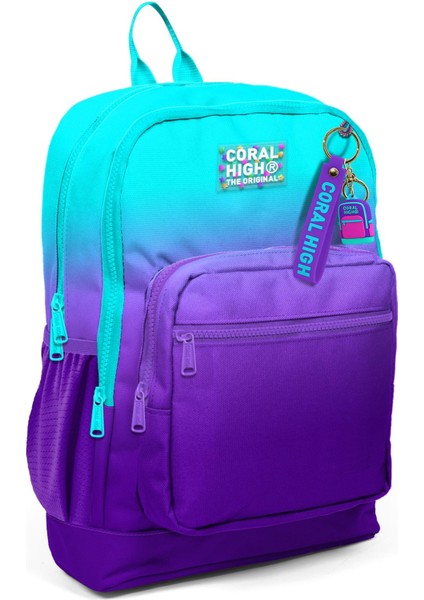 Kids Su Geçirmez Ortopedik Okul Sırt Çantası 14.4 Litre Turkuaz-Mor Geçişli, İlkokul ve Ortaokul Çocukları İçin