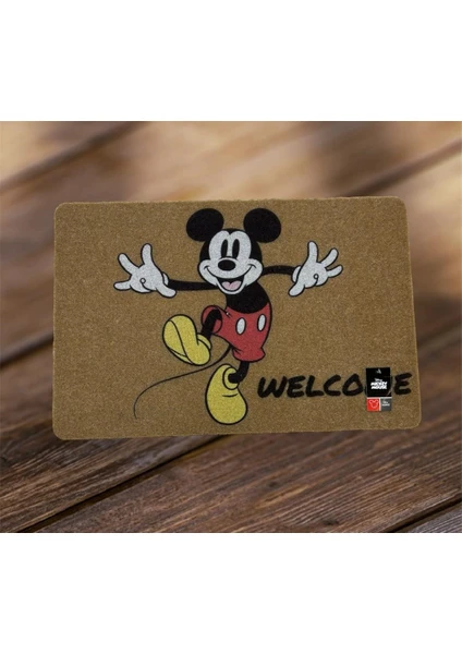 Disney Mıckey Mouse  Dikdörtgen  Kapı Önü Kaymaz Taban  Paspas 40X60 cm