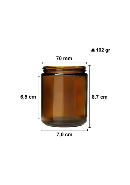 230 ml Cam Kavanoz Amber Mumluk 230 Cc Metal Siyah Kapaklı Mum Kavanozu Kahverengi 20 Adet