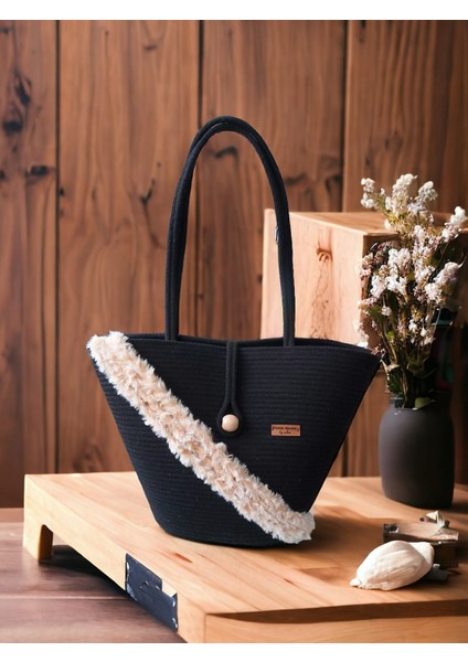 Omuz Çantası Plaj Çantası Hasır Çanta El Emeği Handmade Tasarım Tarz Yaz MODA-30CMX40-42CM
